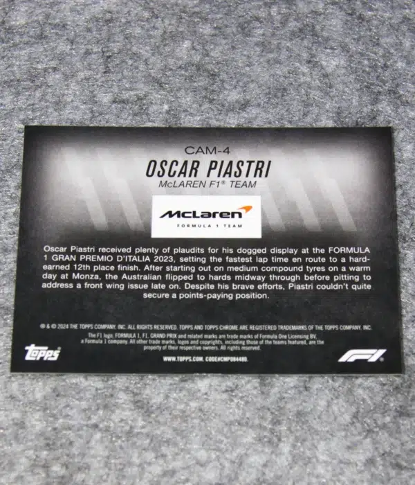 2024 Oscar Piastri #CAM-4 Topps Chrome F1 Camber