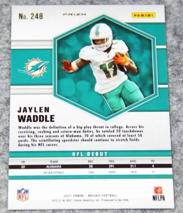 2021 Jaylen Waddle #248 Panini Mosaic Football NFL Debut Silver Prizm RC