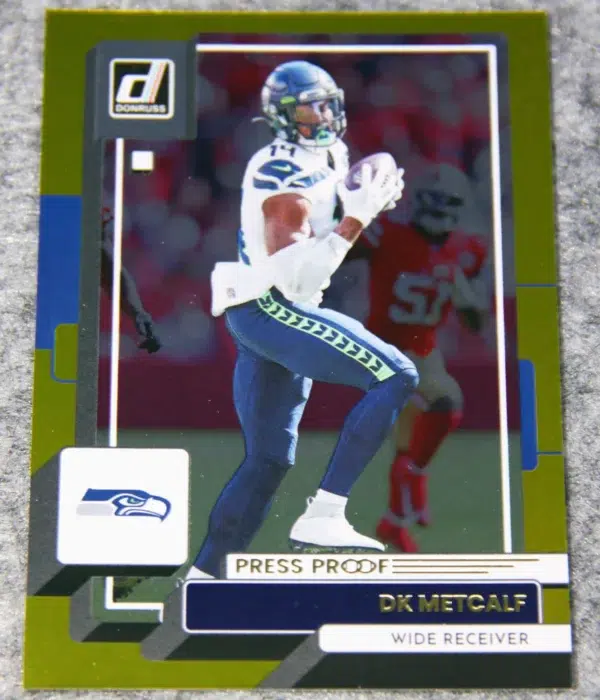 2022 DK Metcalf #30 Panini Donruss Premium Press Proof Gold Holo /50