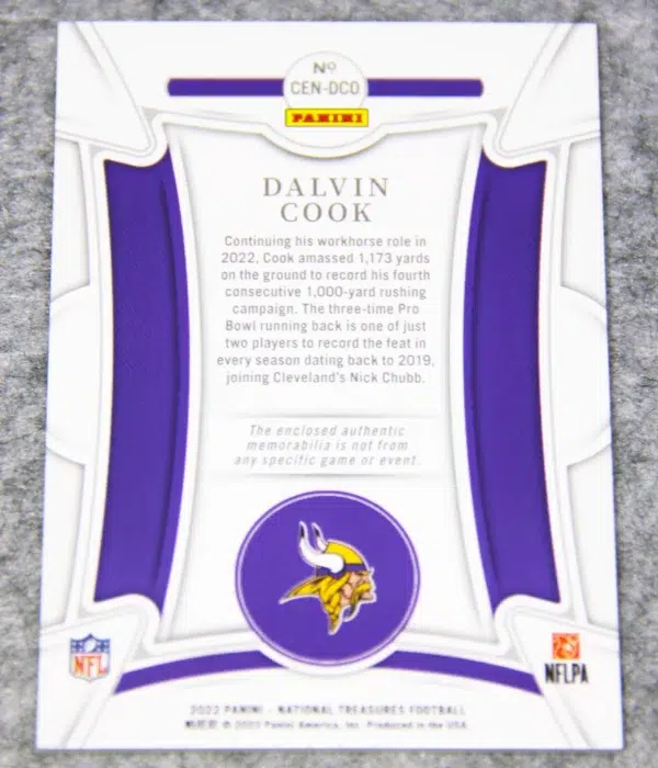 2022 Dalvin Cook #CEN-DCO Panini National Treasures Century Materials /99