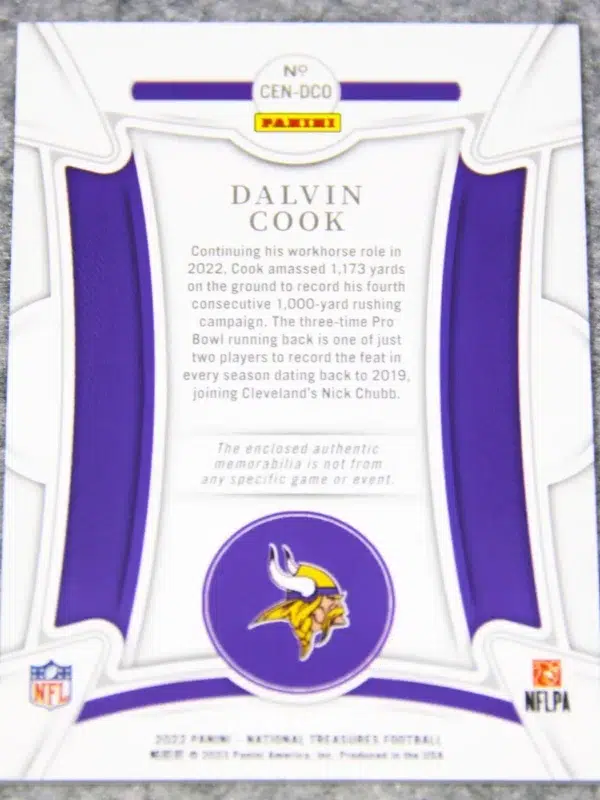2022 Dalvin Cook #CEN-DCO Panini National Treasures Century Materials /99