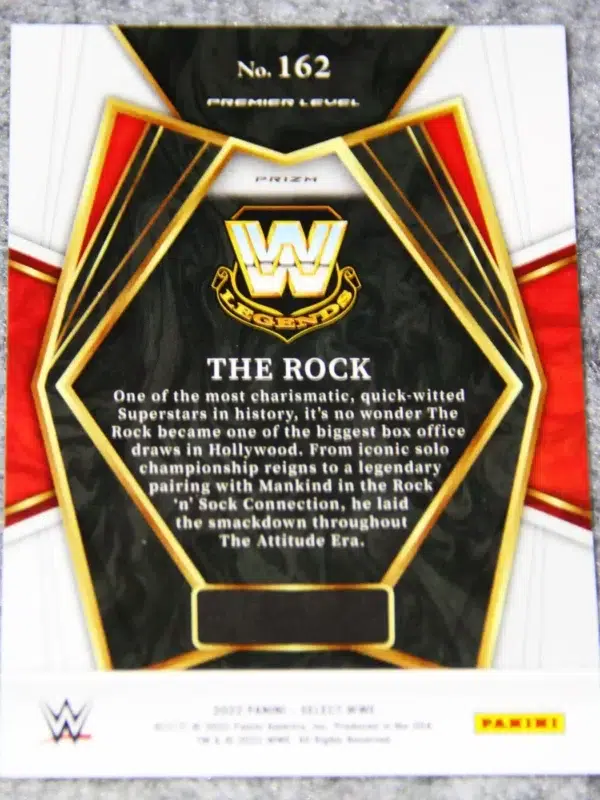2022 Dwayne The Rock Johnson #162 Panini Select Premier Level Tri-Color Prizm
