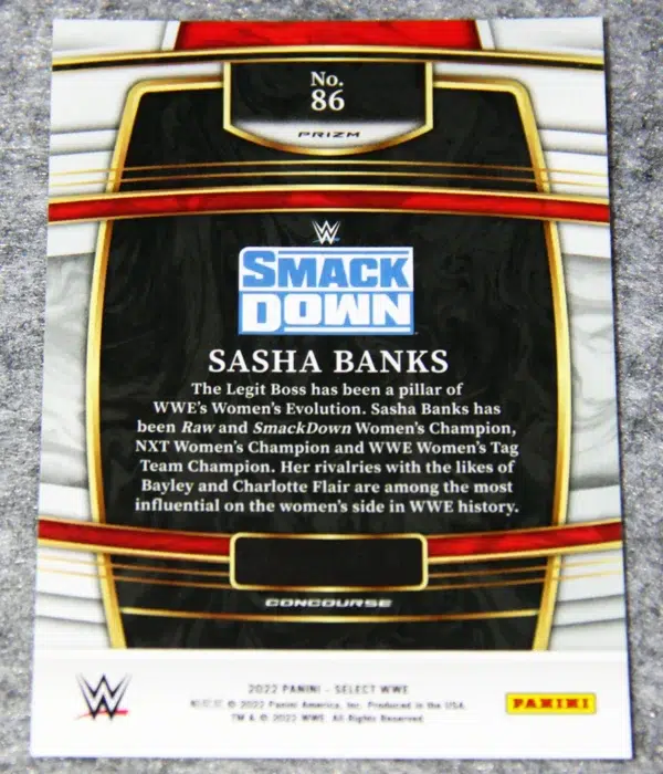 2022 Sasha Banks #86 Panini Select WWE Concourse Red & Blue Prizm