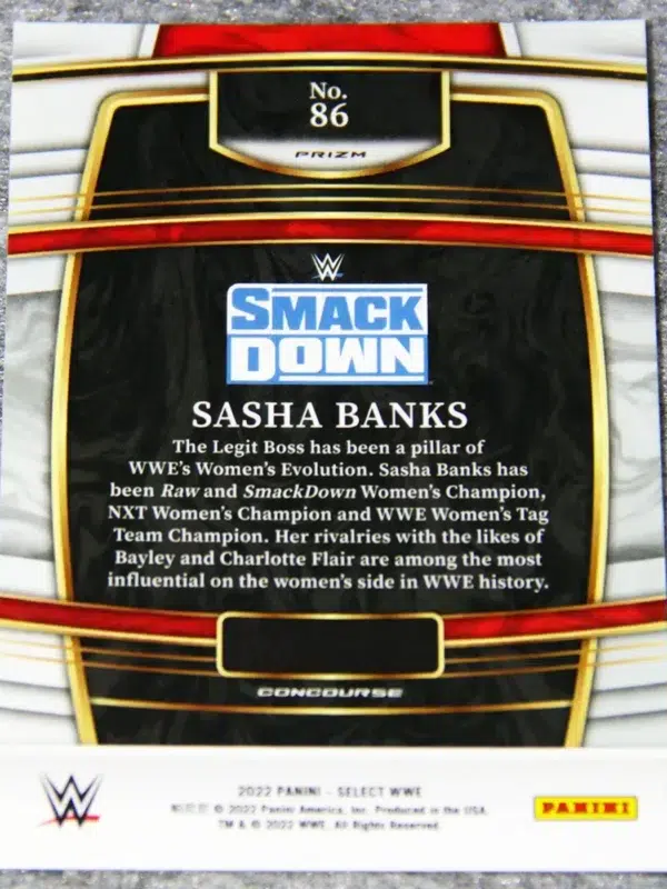 2022 Sasha Banks #86 Panini Select WWE Concourse Red & Blue Prizm
