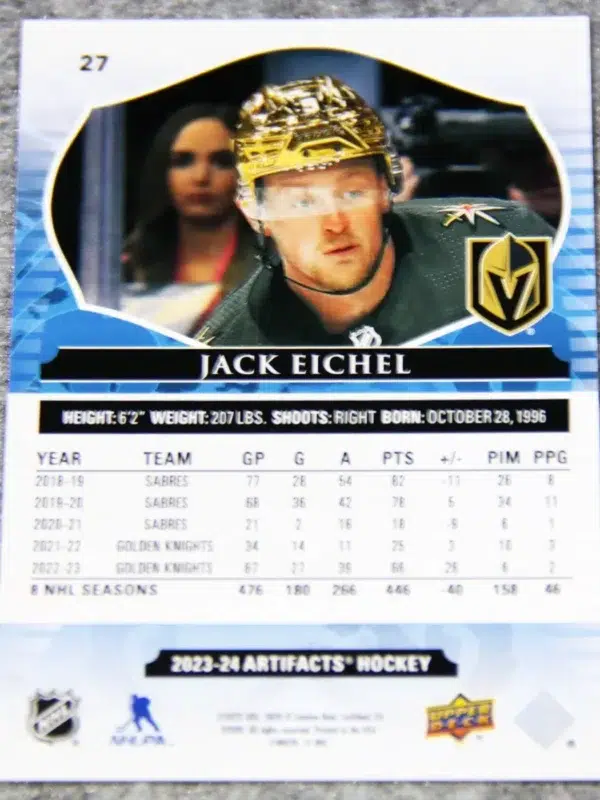 2023-24 Jack Eichel #27 Upper Deck Artifacts Yellow /50