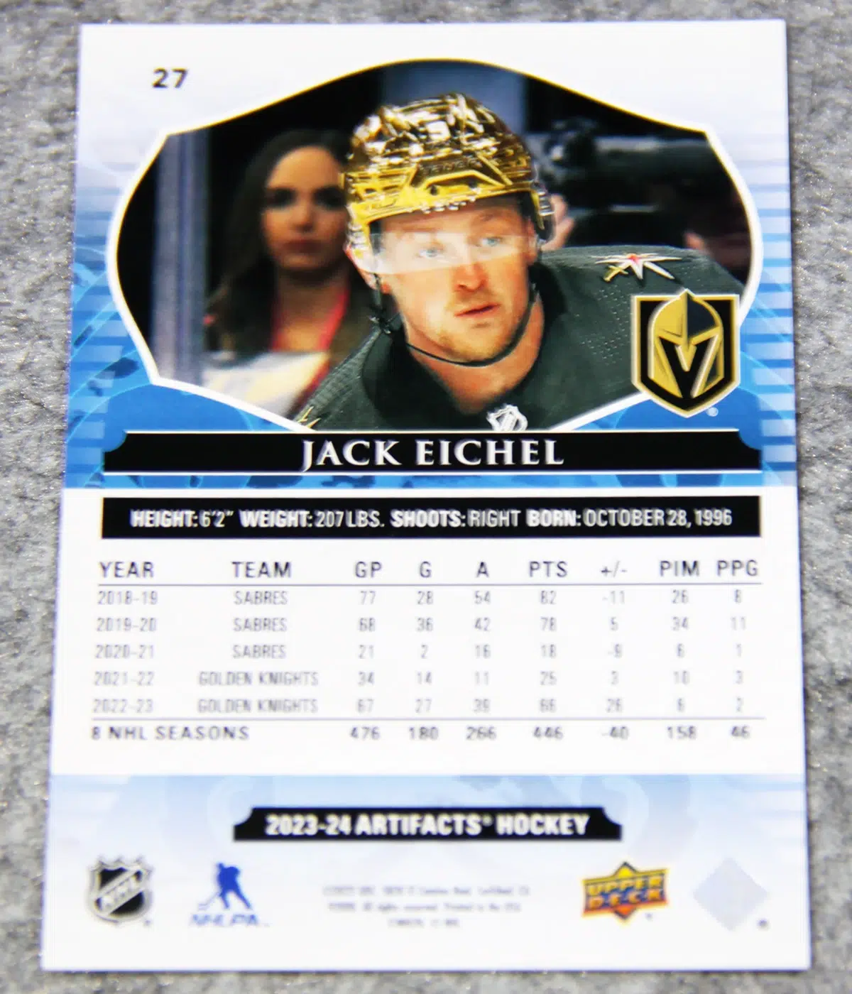 2023-24 Jack Eichel #27 Upper Deck Artifacts Yellow /50