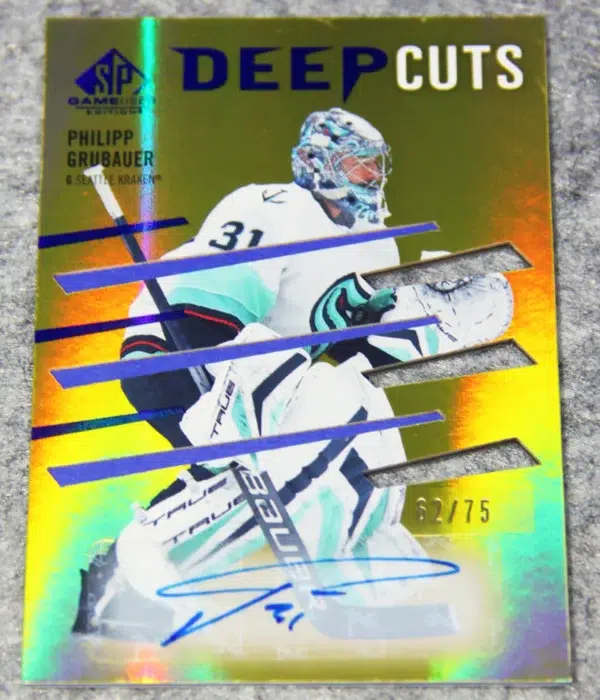 2023-24 Philipp Grubauer #DC-61 Upper Deck SP Game Used Deep Cuts Auto /75