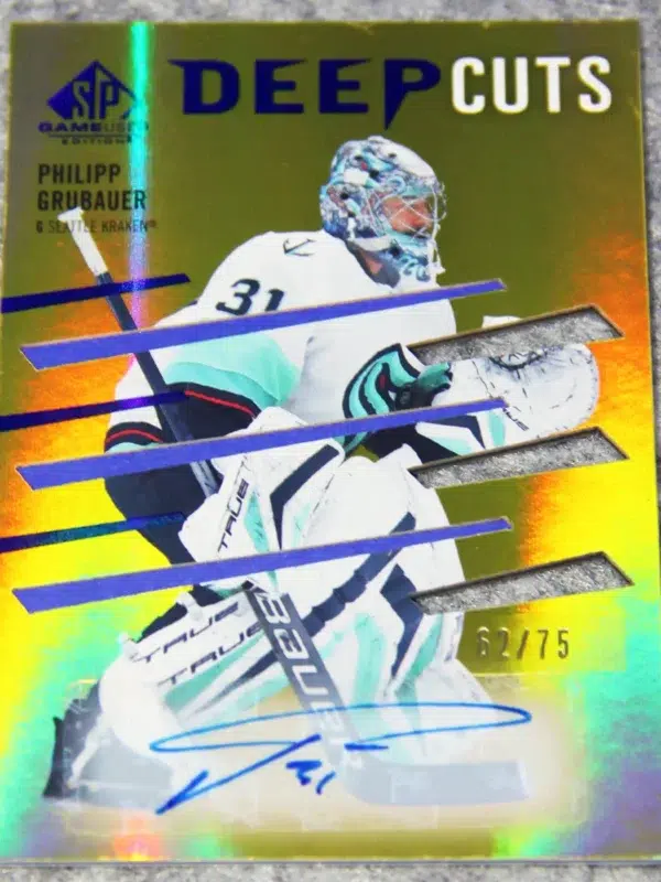 2023-24 Philipp Grubauer #DC-61 Upper Deck SP Game Used Deep Cuts Auto /75