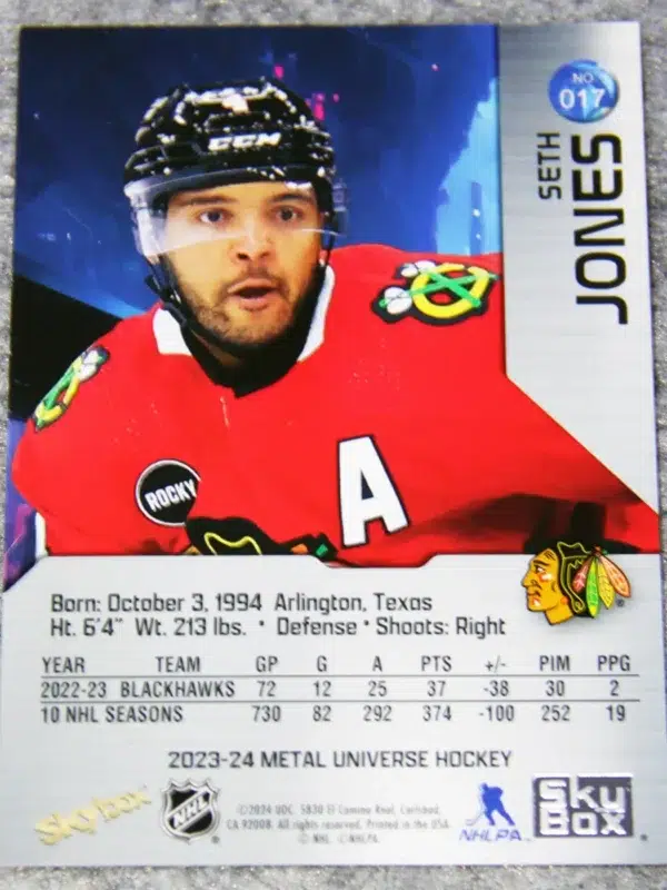 2023-24 Seth Jones #017 Skybox Metal Universe Hockey Precious Metal Gems /100