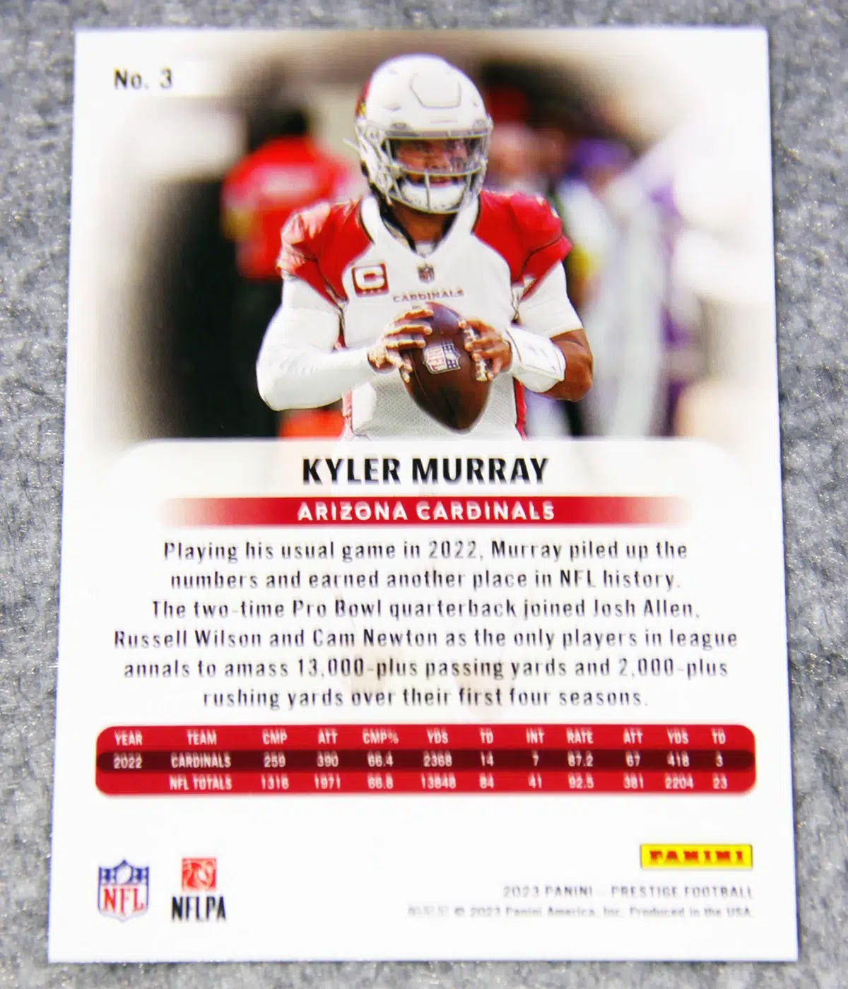 2023 Kyler Murray #3 Panini Prestige Xtra Points Hyper Parallel
