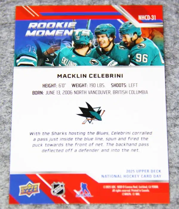 2024-25 Macklin Celebini #NHCD-31 Upper Deck National Hockey Card Day Prominent Rookies RC