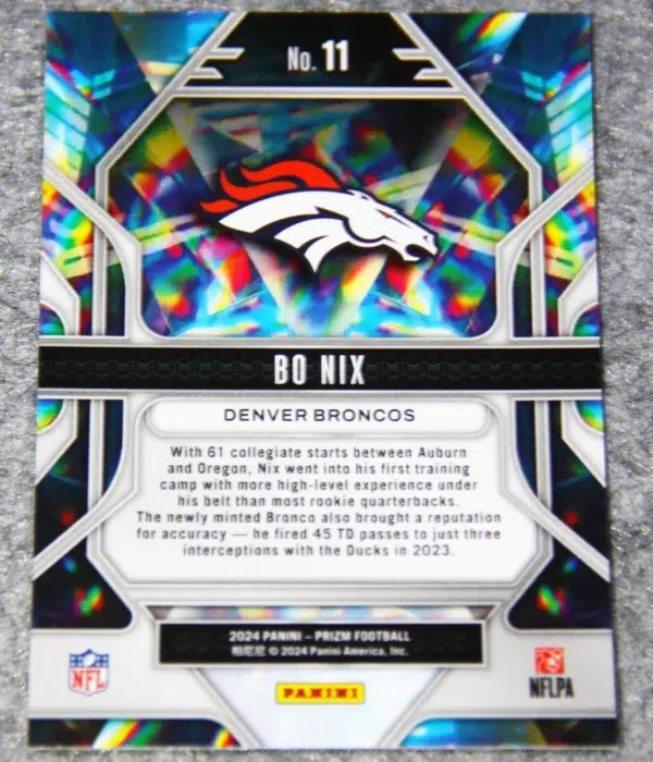 2024 Bo Nix #11 Panini Prizm Prizmatic RC