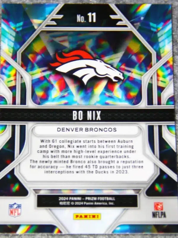 2024 Bo Nix #11 Panini Prizm Prizmatic RC