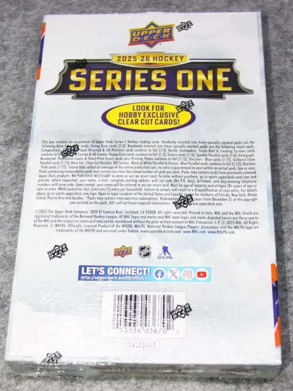 2025-26 Upper Deck Hockey Series 1 Hobby Box - Sealed