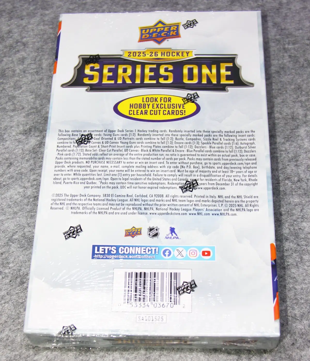 2025-26 Upper Deck Hockey Series 1 Hobby Box - Sealed