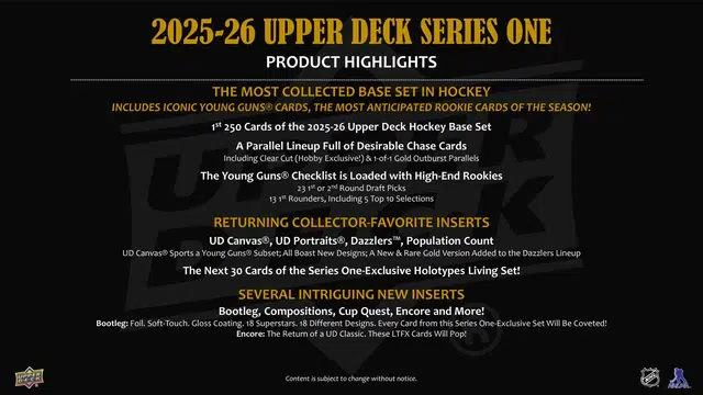 2025-26 Upper Deck Hockey Series 1 Hobby Box - Sealed