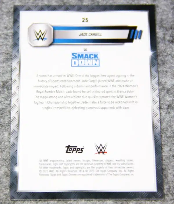 2025 Jade Cargill #25 Topps Chrome WWE Smack Down Prism Refractor