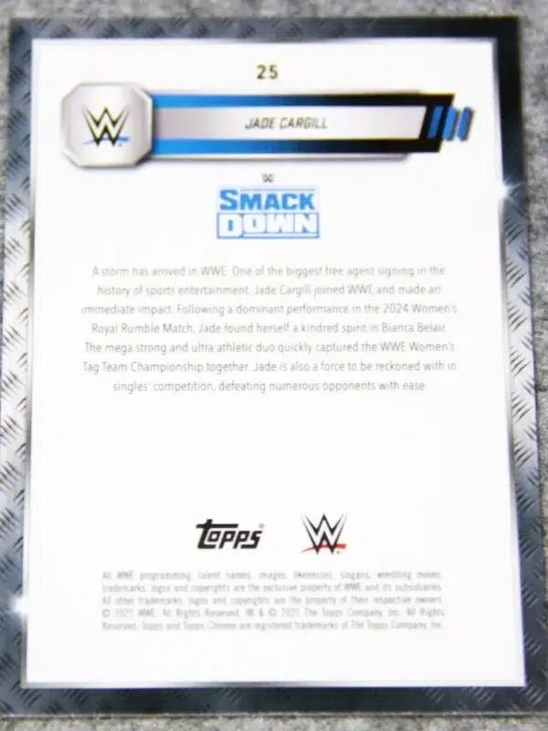 2025 Jade Cargill #25 Topps Chrome WWE Smack Down Prism Refractor
