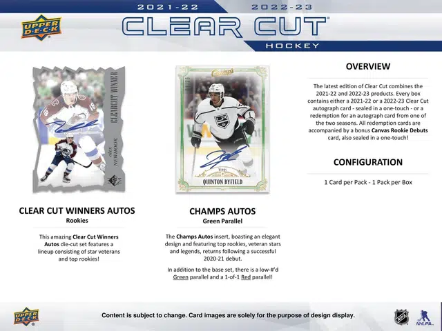 2022-23 Upper Deck Clear Cut NHL Hobby Box - Sealed