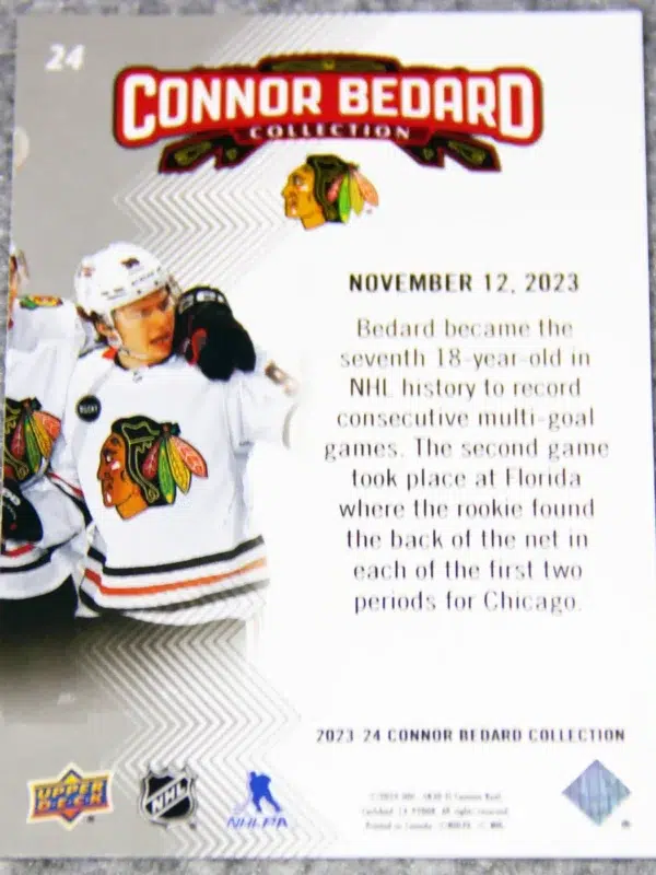 2023-24 Connor Bedard #24 Upper Deck Collection Highlights RC
