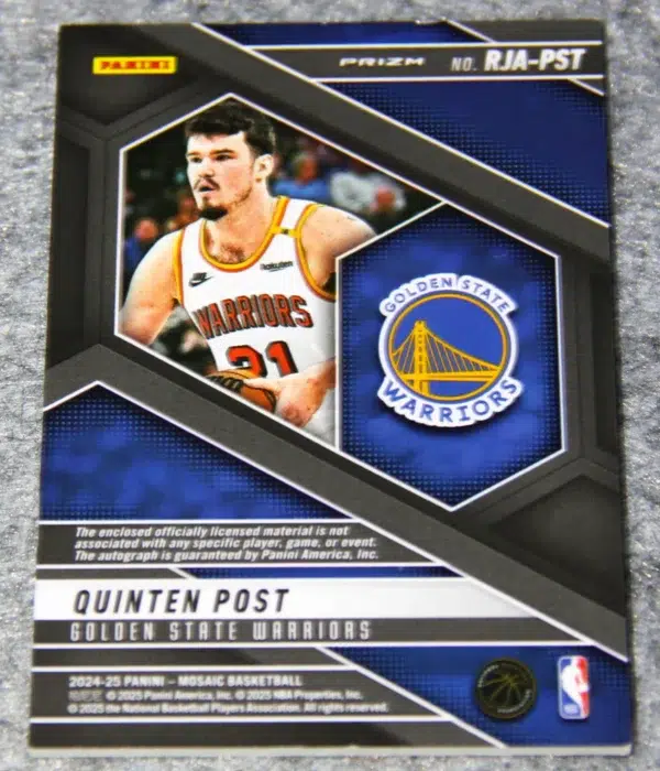 2024-25 Quinten Post #RJA-PST Panini Mosaic Rookie Jersey Auto Silver Prizm RC