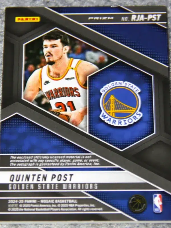 2024-25 Quinten Post #RJA-PST Panini Mosaic Rookie Jersey Auto Silver Prizm RC