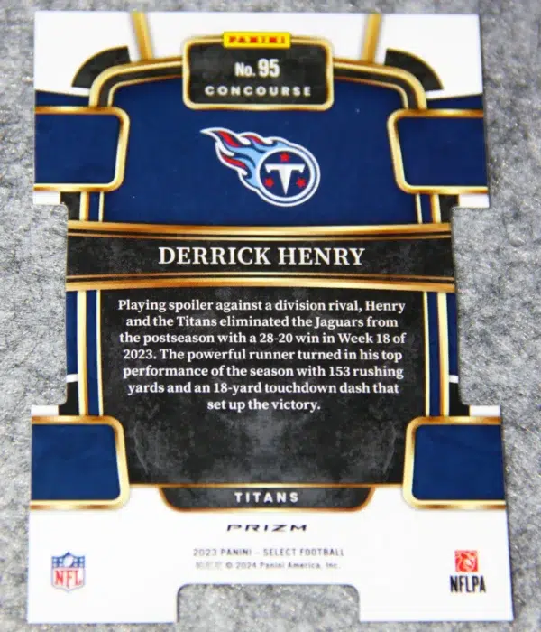 2023 Derrick Henry #95 Panini Select Concourse Black & Red Prizm Die-Cut