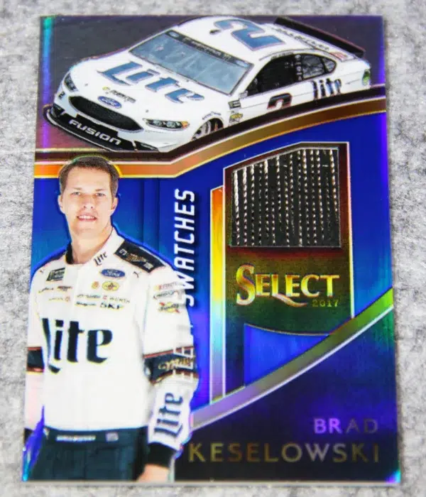2017 Brad Keselowski #BK Panini Nascar Select Racing Swatches Blue Prizm /199