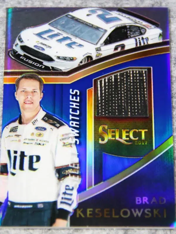 2017 Brad Keselowski #BK Panini Nascar Select Racing Swatches Blue Prizm /199