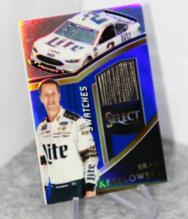 2017 Brad Keselowski #BK Panini Nascar Select Racing Swatches Blue Prizm /199