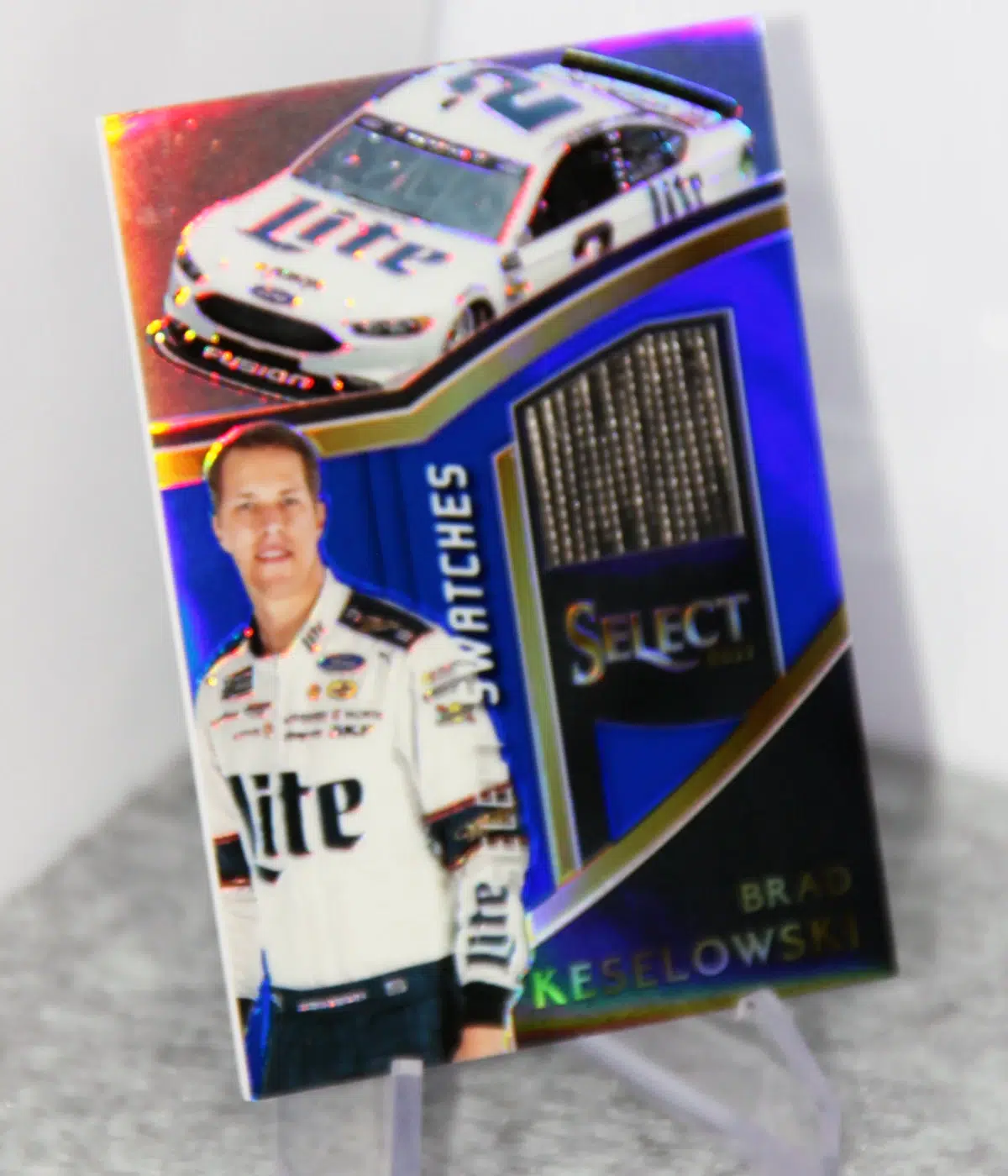 2017 Brad Keselowski #BK Panini Nascar Select Racing Swatches Blue Prizm /199