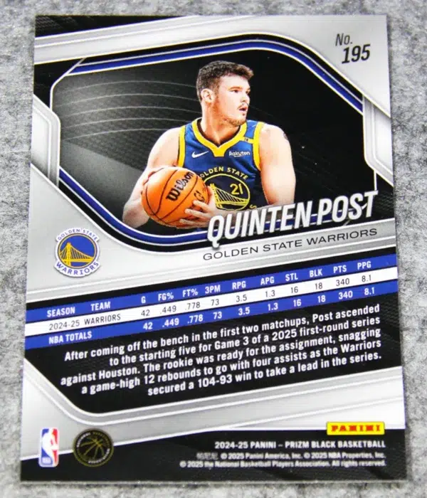 2024-25 Quinten Post #195 Panini Prizm Black RC