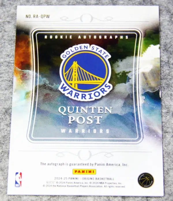 2024-25 Quinten Post #RA-QPW Panini Origins Rookie Autograph RC
