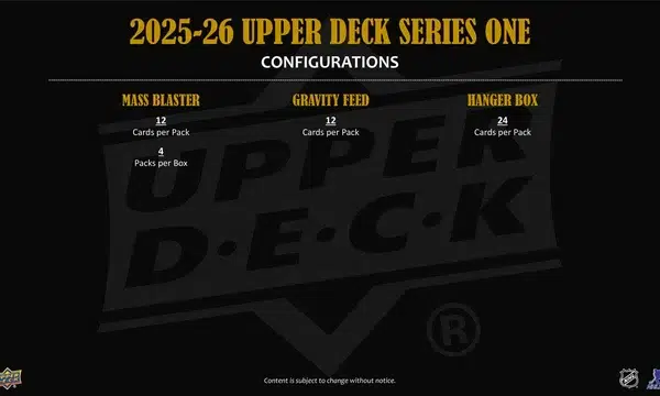 2025-26 Upper Deck Hockey Series 1 Blaster Box - Sealed