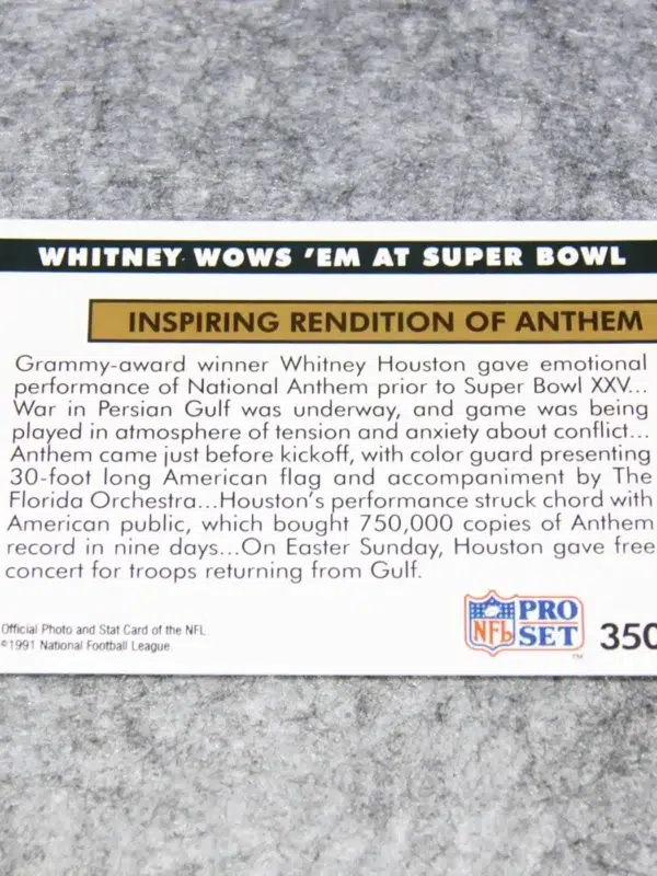 1991 Whitney Houston #350 Pro Set Super Bowl XXV NFL Newsreel