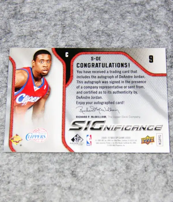 2009-10 DeAndre Jordan #S-DE Upper Deck SP Game Used SIGnificance Autograph
