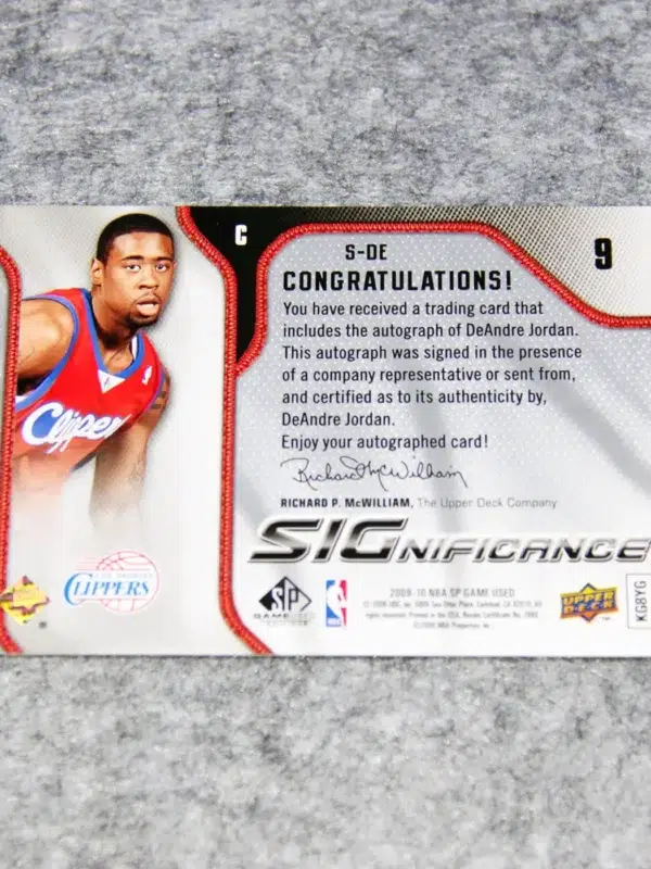 2009-10 DeAndre Jordan #S-DE Upper Deck SP Game Used SIGnificance Autograph