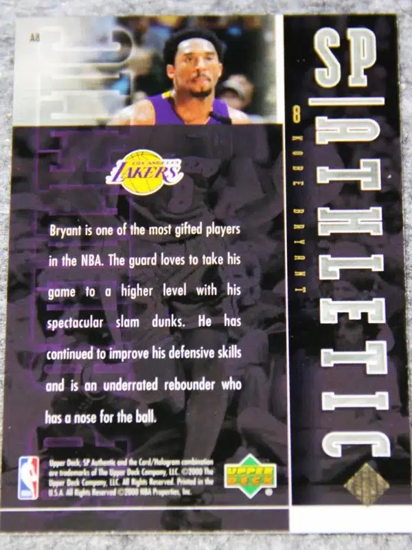 1999-00 Kobe Bryant #A8 Upper Deck SP Authentic SP Athletic