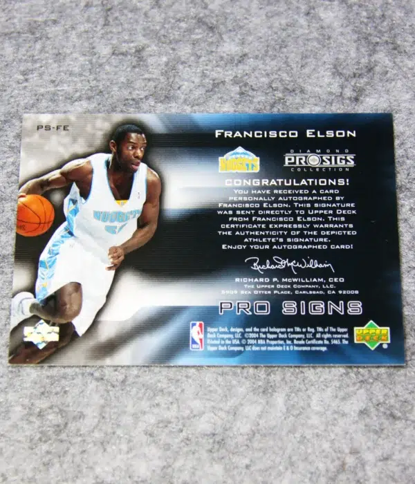 2004-05 Francisco Elson #PS-FE Upper Deck Diamond Pro Sigs Collection Auto