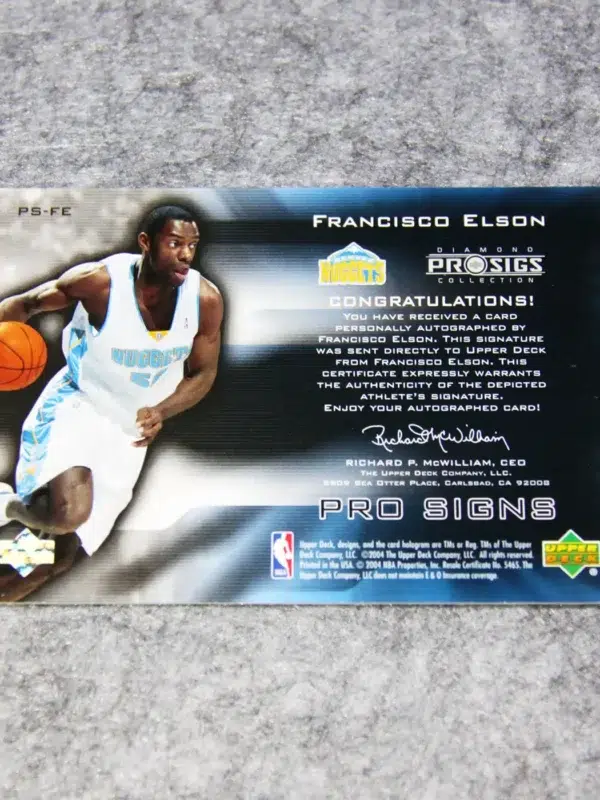 2004-05 Francisco Elson #PS-FE Upper Deck Diamond Pro Sigs Collection Auto