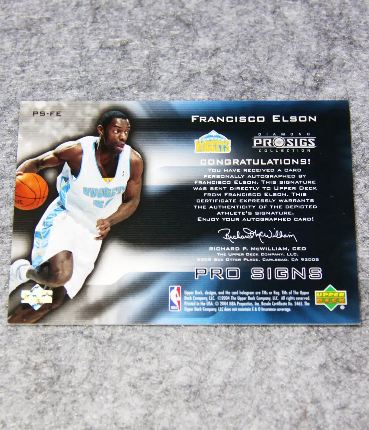 2004-05 Francisco Elson #PS-FE Upper Deck Diamond Pro Sigs Collection Auto