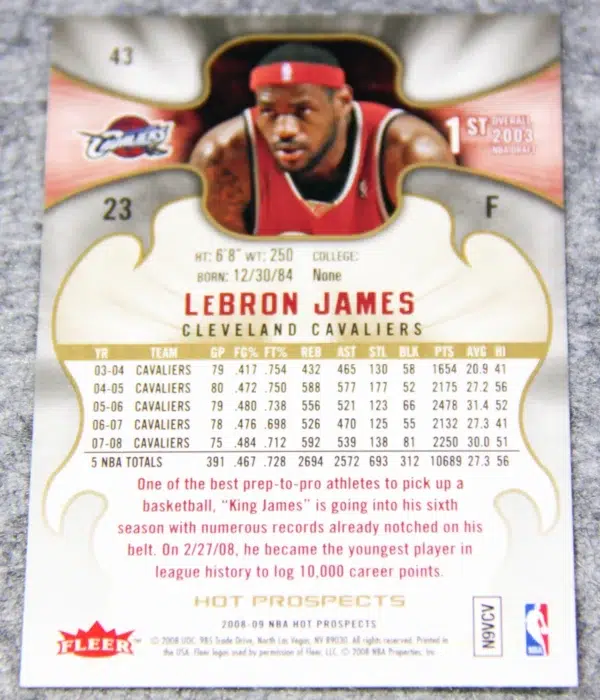2008-09 LeBron James #43 Fleer Hot Prospects