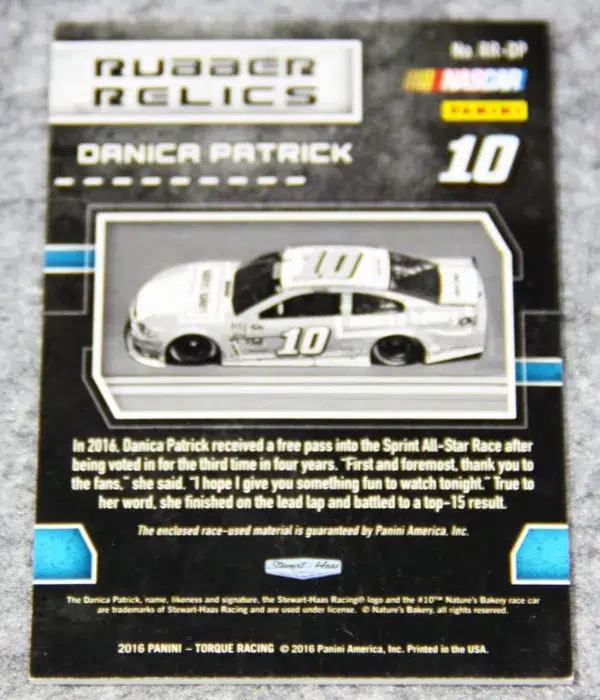 2017 Danica Patrick #RR-DP Panini Nascar Torque Rubber Relics /399