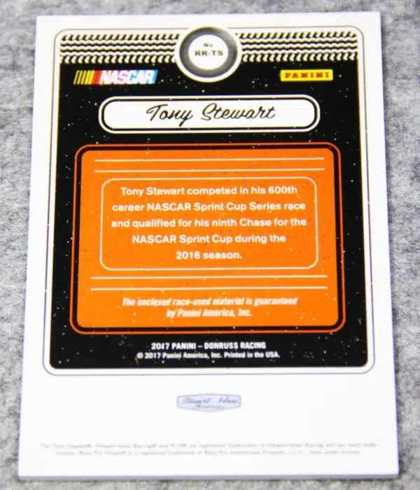 2017 Tony Stewart #RR-TS Panini Donruss Racing Rubber Relics