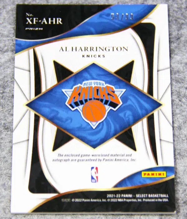 2021-22 Al Harrington #XF-AHR Panini Select X-Factor Purple Prizm Autograph /99