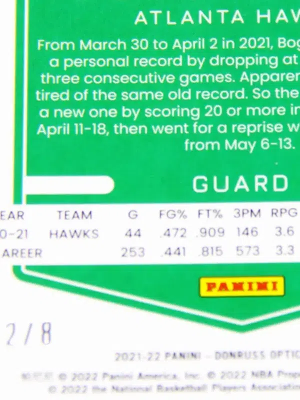 2021-22 Bogdan Bogdanovic #32 Panini Donruss Optic Choice Black Gold /8
