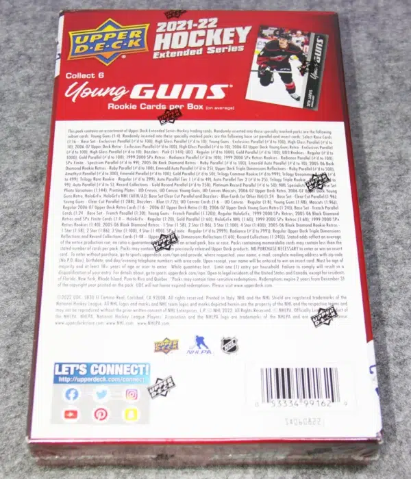 2021-22 Upper Deck Hockey Extended Series Hobby Box - Sealed