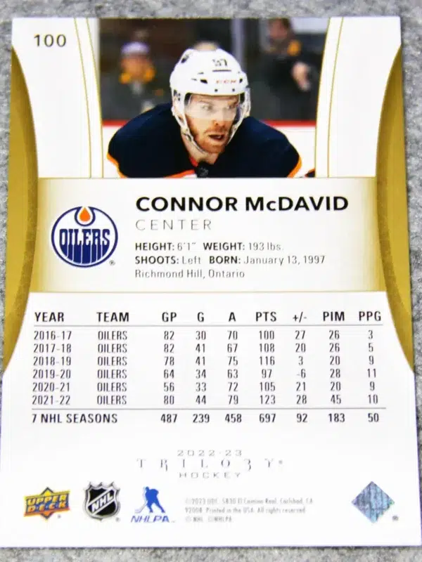 2022-23 Connor McDavid #100 Upper Deck Trilogy Hockey