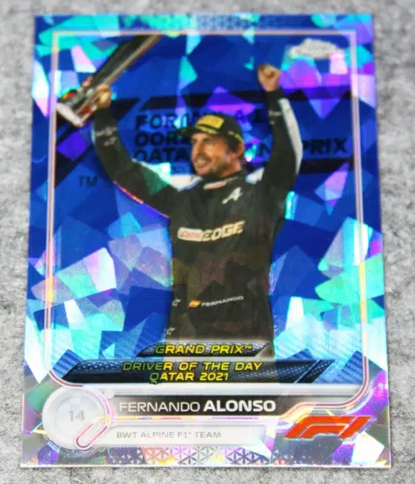 2022 Fernando Alonso #191 Topps Chrome F1 Sapphire Blue Ice Refractor