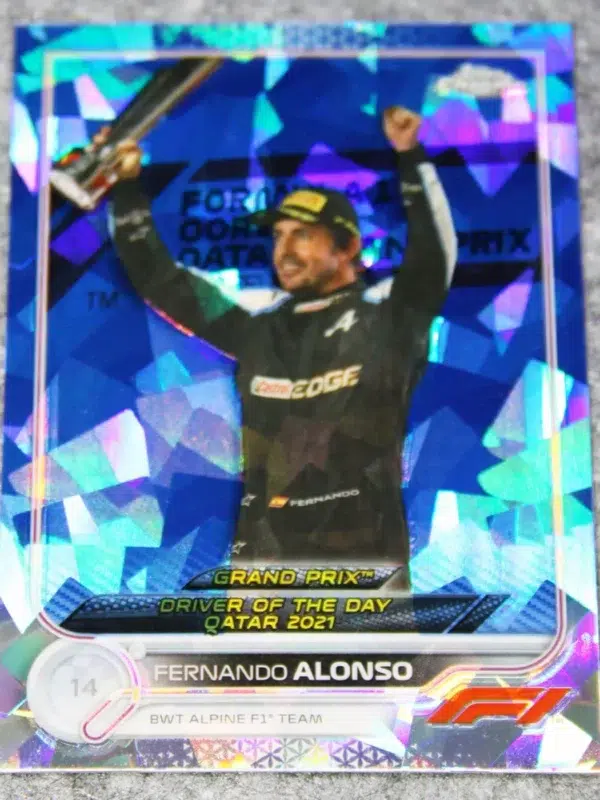 2022 Fernando Alonso #191 Topps Chrome F1 Sapphire Blue Ice Refractor